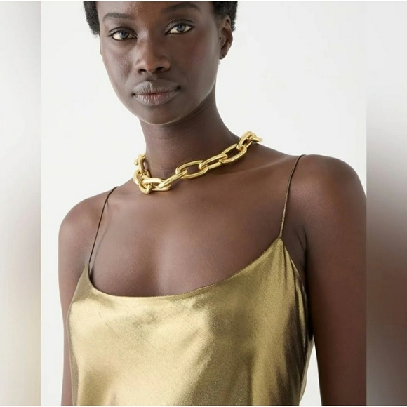 J.Crew Gwyneth slip dress in gold lamé - Picture 3 of 12